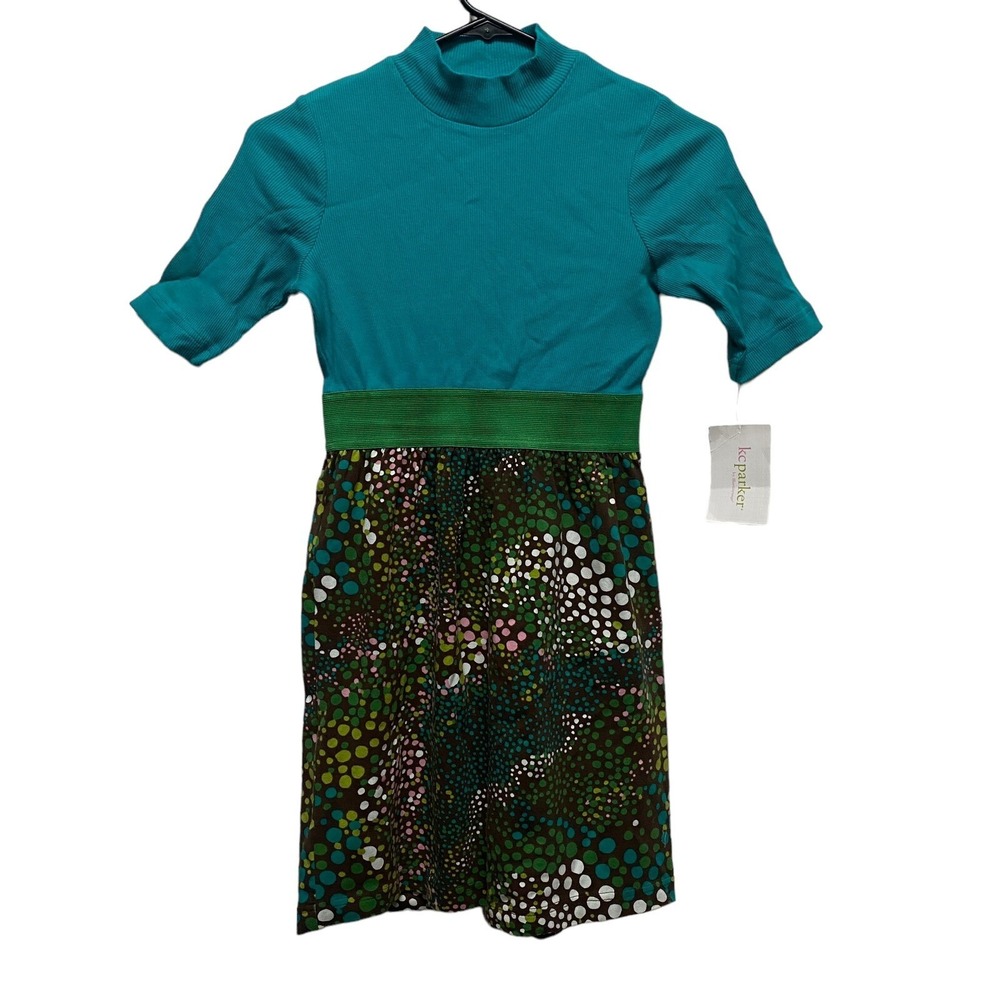 KCβ Parker Green Leopard Shift Knit Dress Size 12